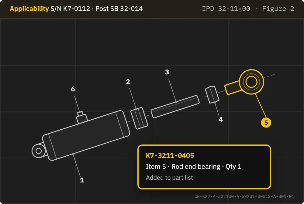 Illustrative product graphic of an illustrated parts list and component diagram.